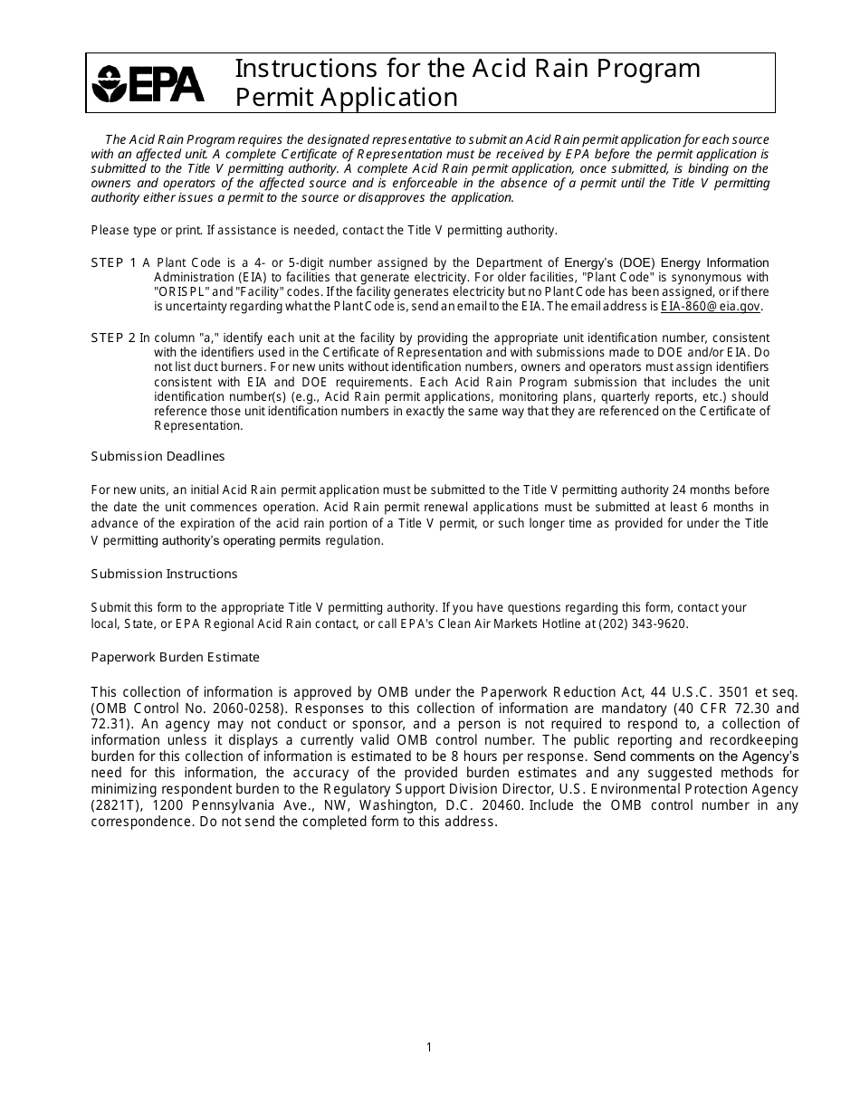 EPA Form 7610-16 Acid Rain Permit Application, Page 5