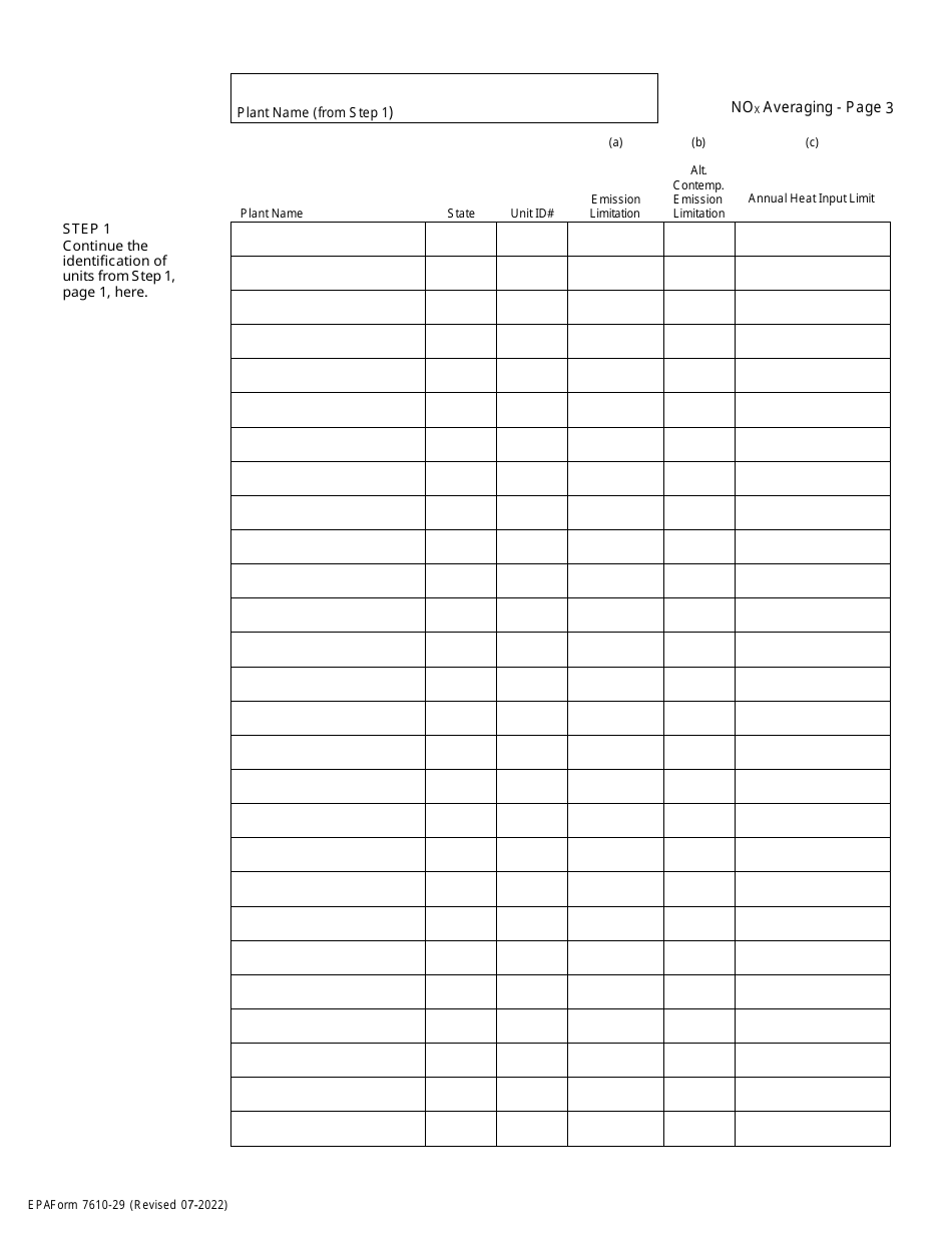 EPA Form 7610-29 Acid Rain Nox Averaging Plan, Page 3