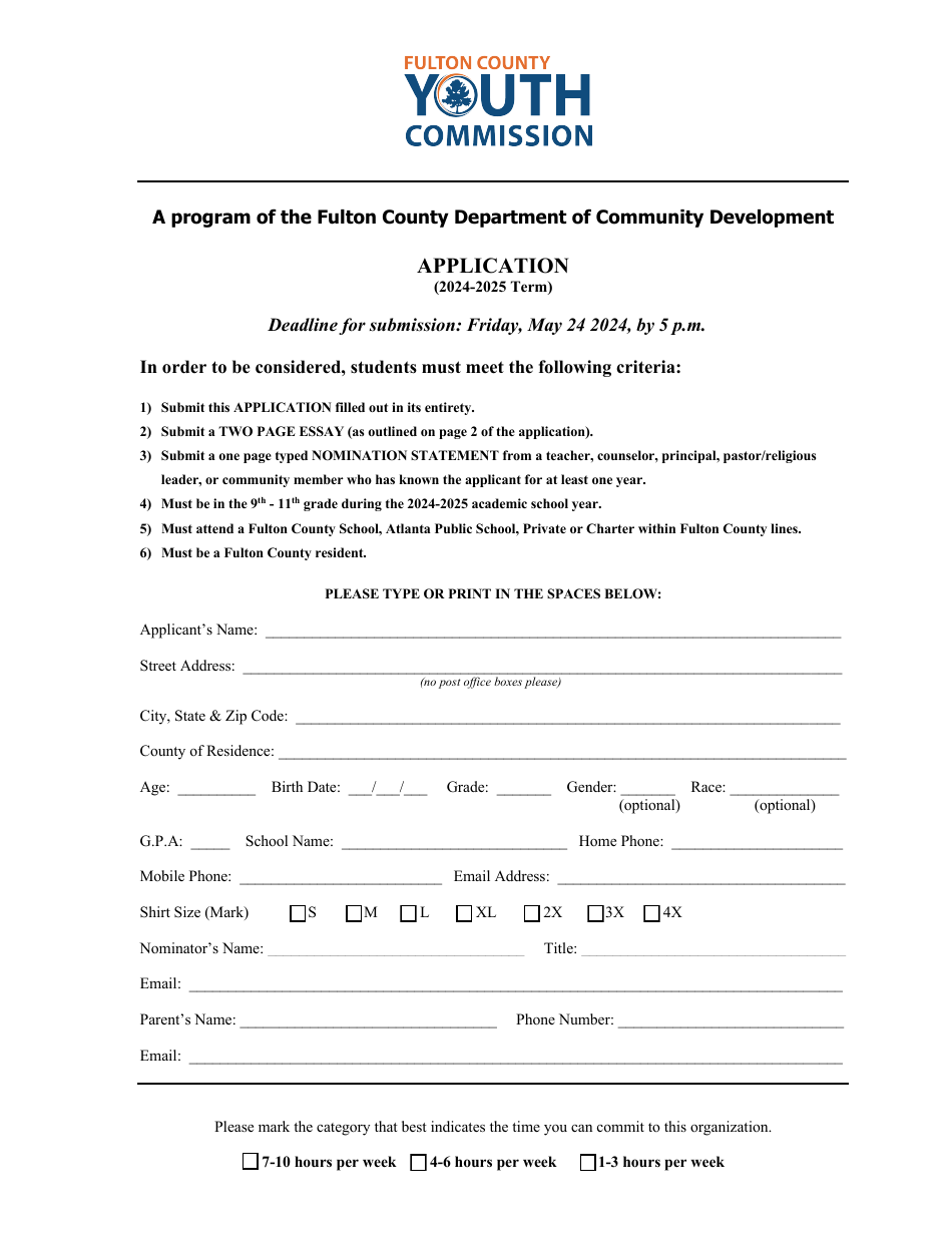 Youth Commission Application - Fulton County, Georgia (United States), Page 5
