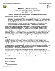 Document preview: Form CDPH8737 Health Insurance Assistance Family Plan Consent Form - AIDS Drug Assistance Program - California