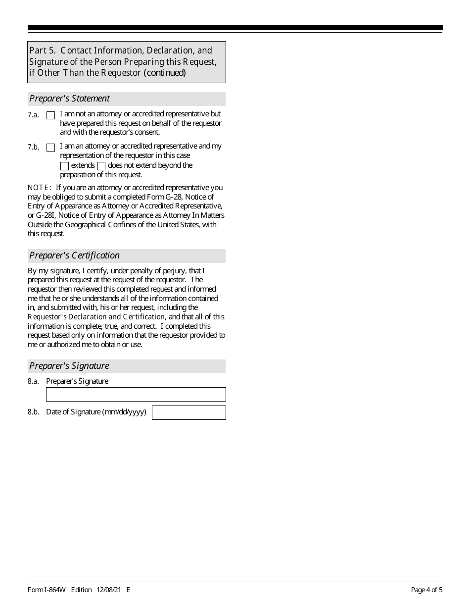 USCIS Form I-864W Request for Exemption for Intending Immigrants Affidavit of Support, Page 4