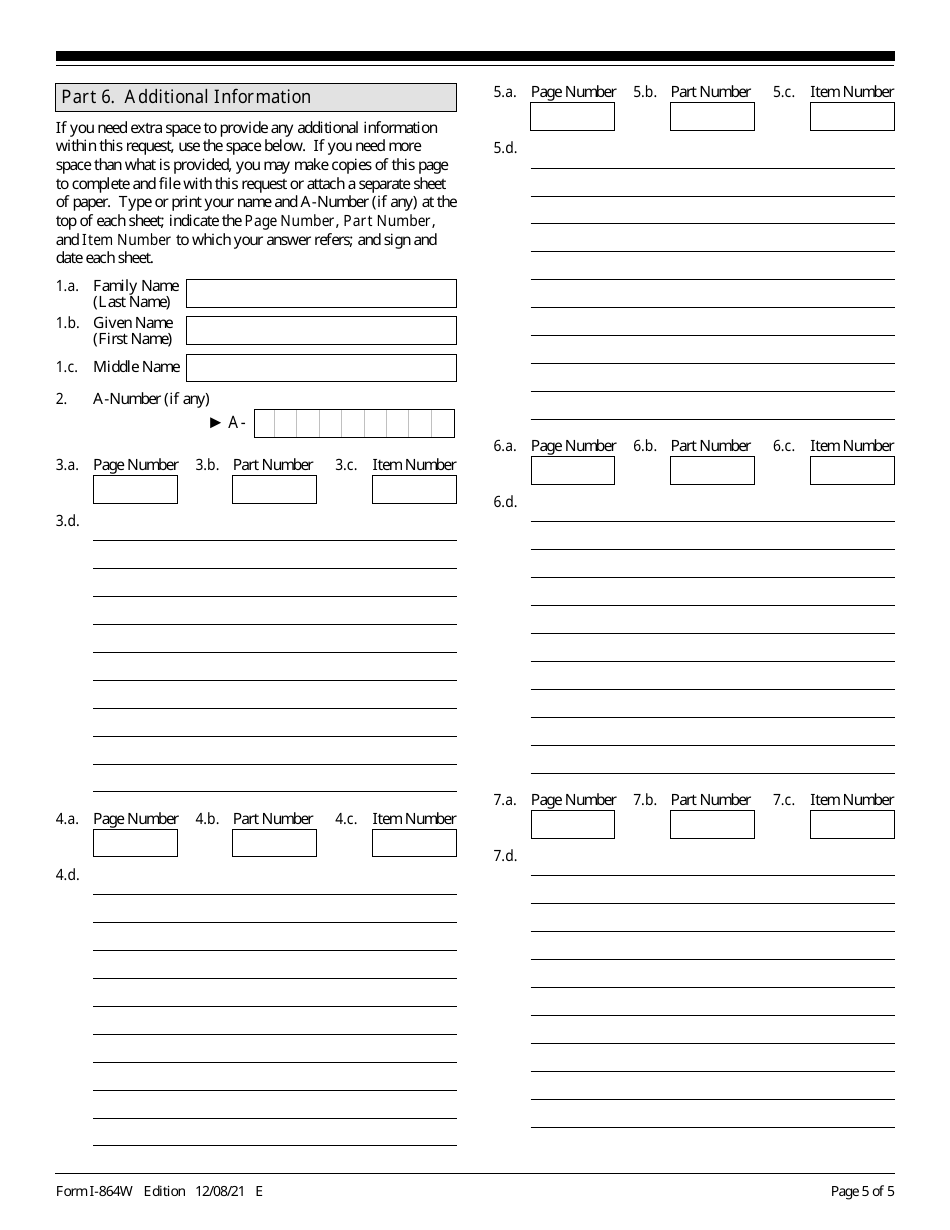 USCIS Form I-864W Request for Exemption for Intending Immigrants Affidavit of Support, Page 5