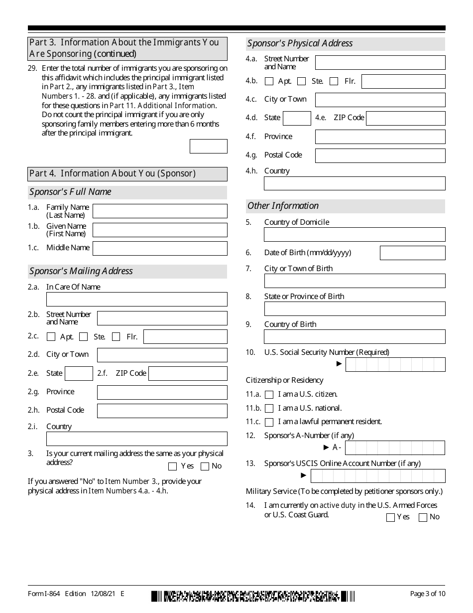USCIS Form I-864 Affidavit of Support Under Section 213a of the Ina, Page 3