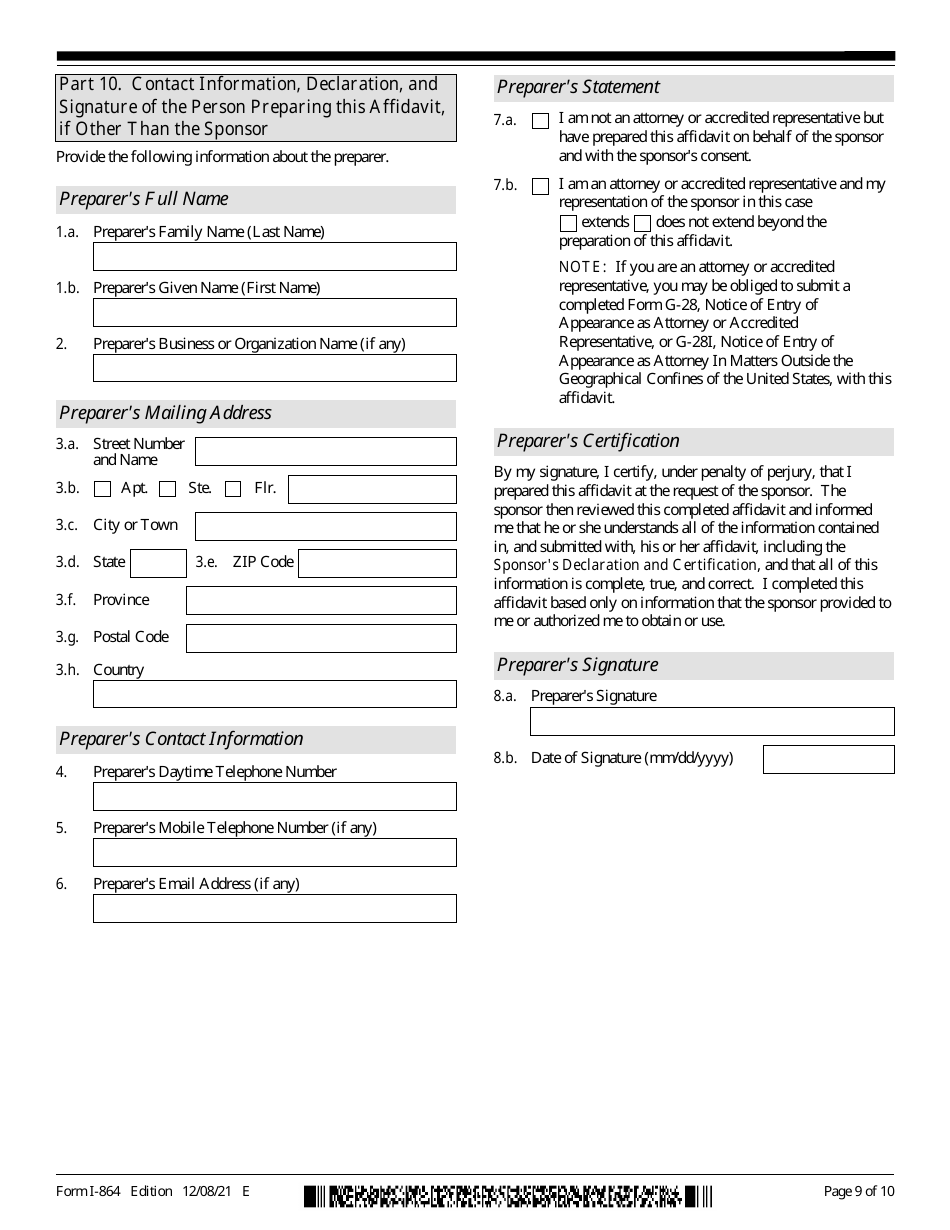 USCIS Form I-864 Affidavit of Support Under Section 213a of the Ina, Page 9