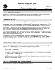 Document preview: Instructions for USCIS Form I-864 Affidavit of Support Under Section 213a of the Ina