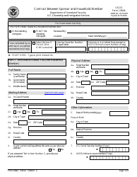 USCIS Form I-864A Contract Between Sponsor and Household Member