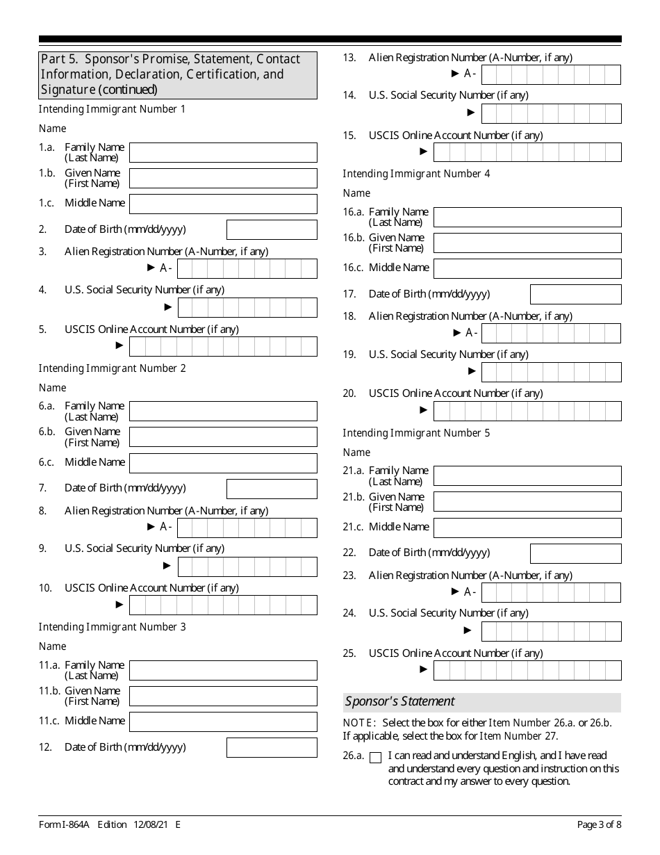 USCIS Form I-864A Contract Between Sponsor and Household Member, Page 3
