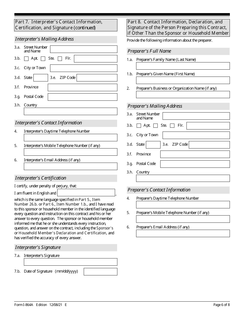 USCIS Form I-864A Contract Between Sponsor and Household Member, Page 6