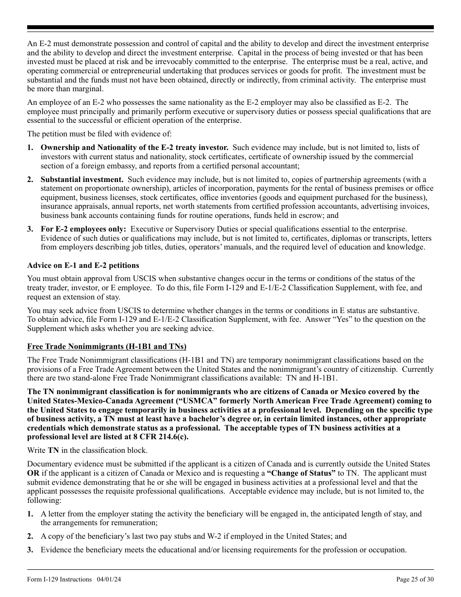 Instructions for USCIS Form I-129 Petition for a Nonimmigrant Worker, Page 25
