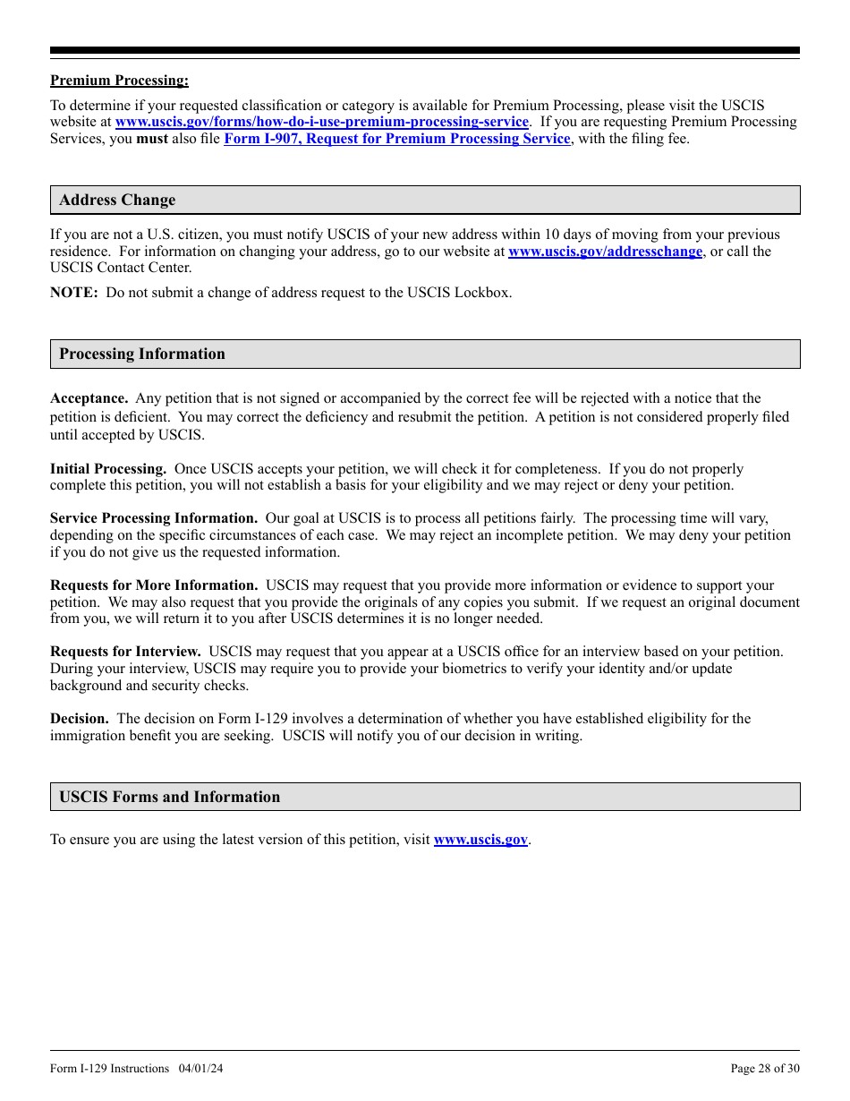 Instructions for USCIS Form I-129 Petition for a Nonimmigrant Worker, Page 28