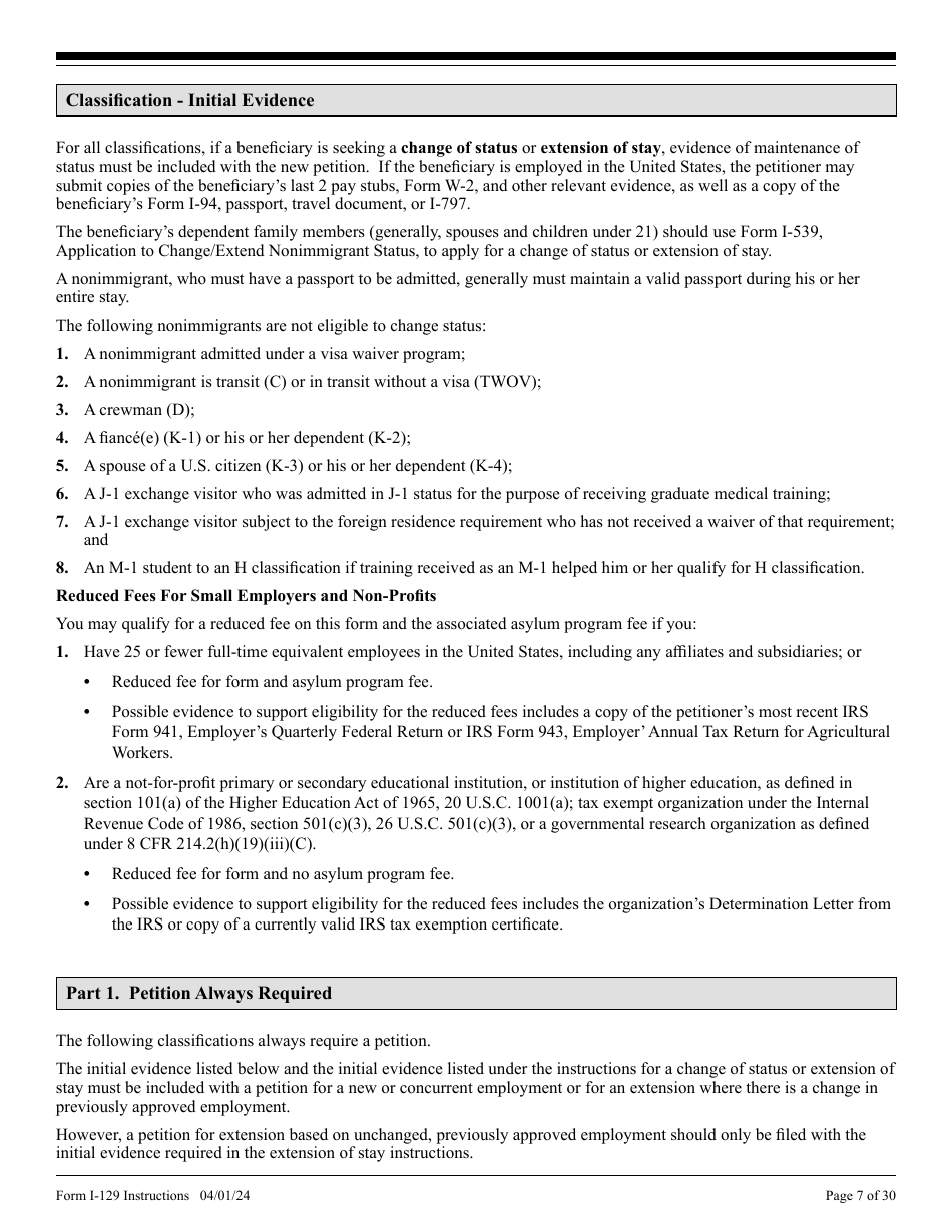 Instructions for USCIS Form I-129 Petition for a Nonimmigrant Worker, Page 7