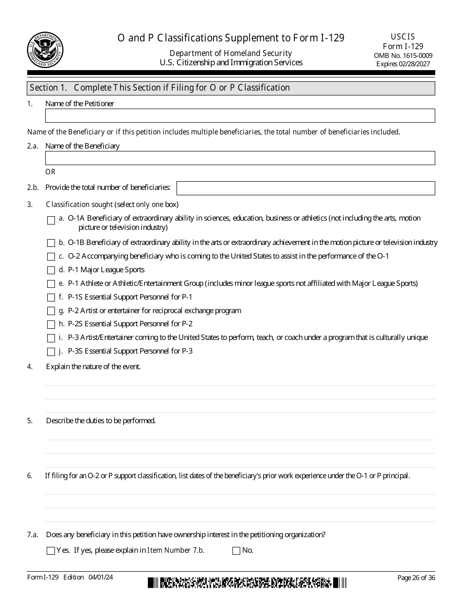 USCIS Form I-129 Petition for a Nonimmigrant Worker, Page 26