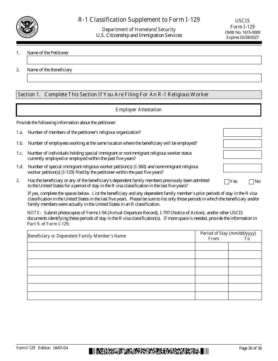 USCIS Form I-129 Petition for a Nonimmigrant Worker, Page 30