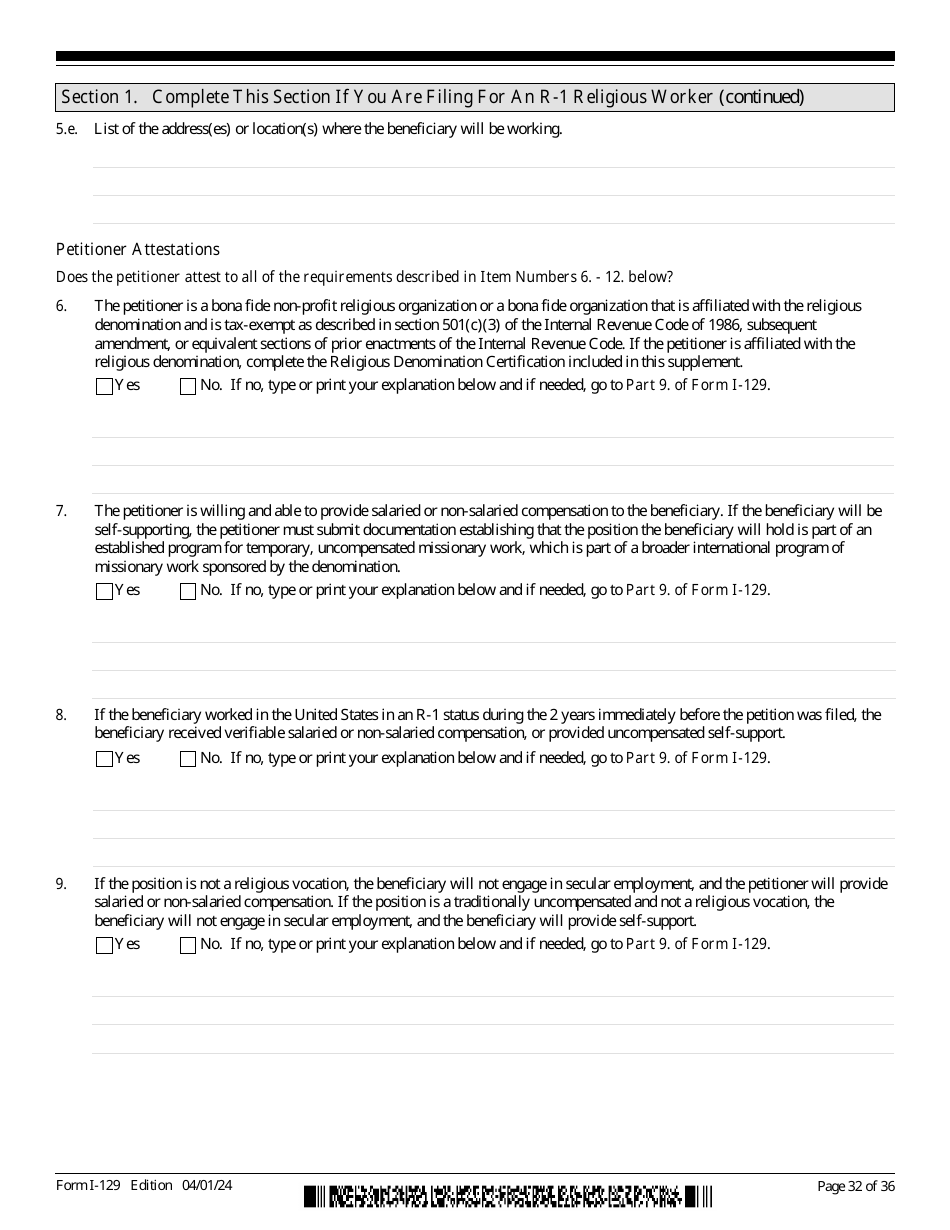 USCIS Form I-129 Petition for a Nonimmigrant Worker, Page 32