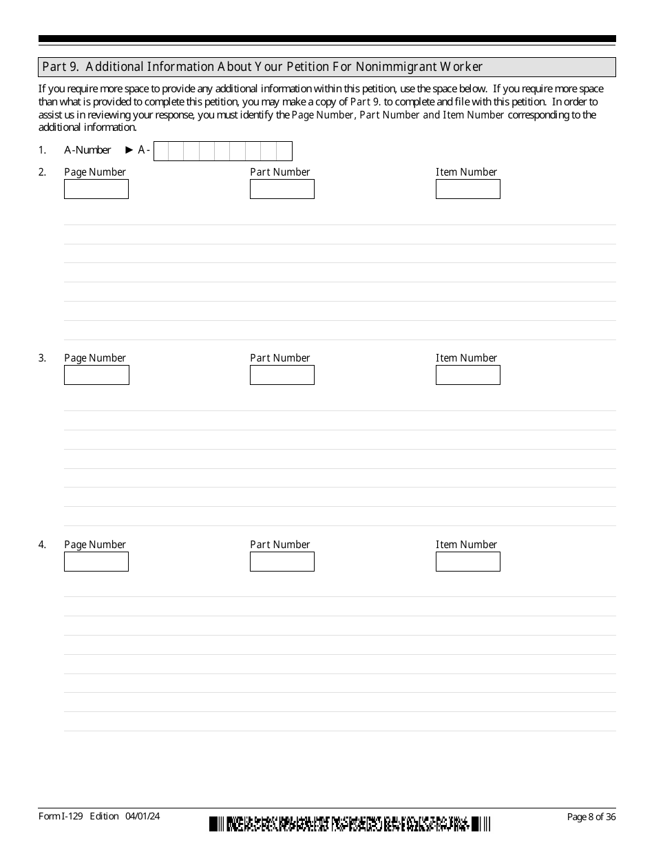 USCIS Form I-129 Petition for a Nonimmigrant Worker, Page 8