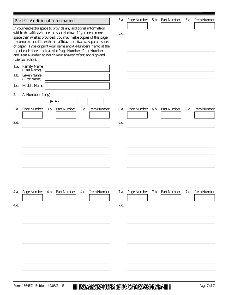 USCIS Form I-864EZ Affidavit of Support Under Section 213a of the Ina, Page 7