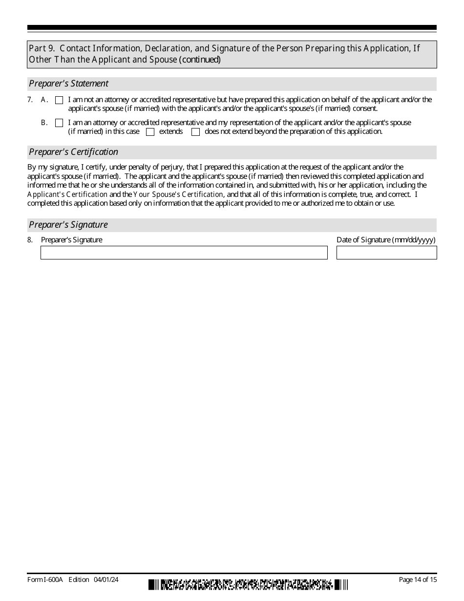 USCIS Form I-600A Application for Advance Processing of an Orphan Petition, Page 14