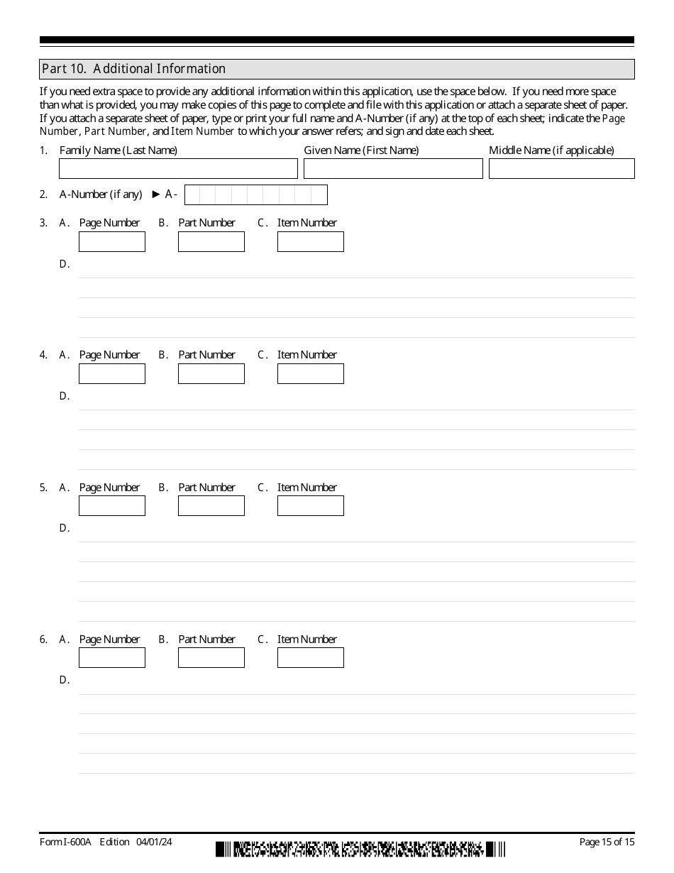 USCIS Form I-600A Application for Advance Processing of an Orphan Petition, Page 15