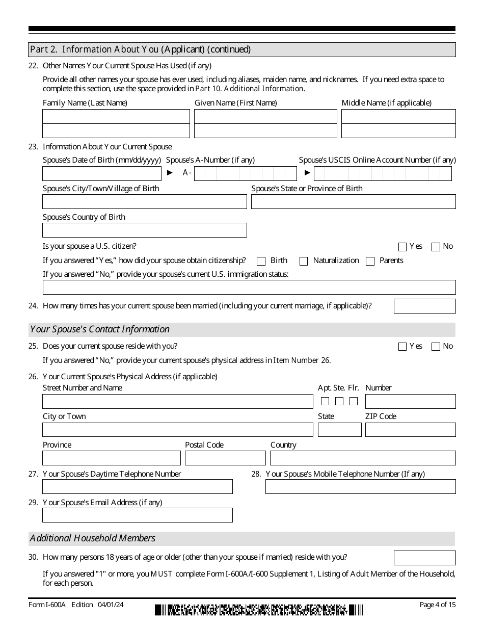 USCIS Form I-600A Application for Advance Processing of an Orphan Petition, Page 4