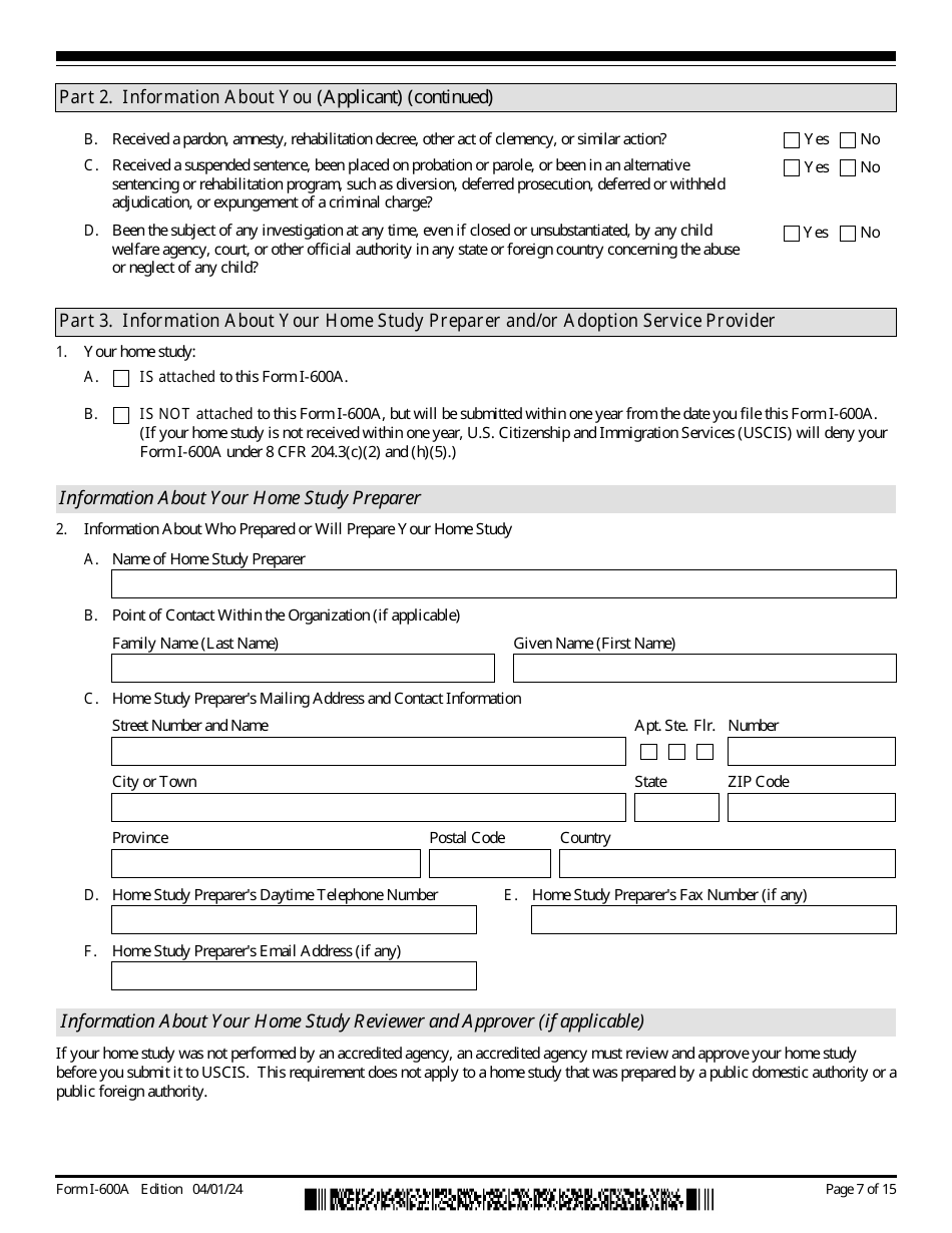 USCIS Form I-600A Application for Advance Processing of an Orphan Petition, Page 7