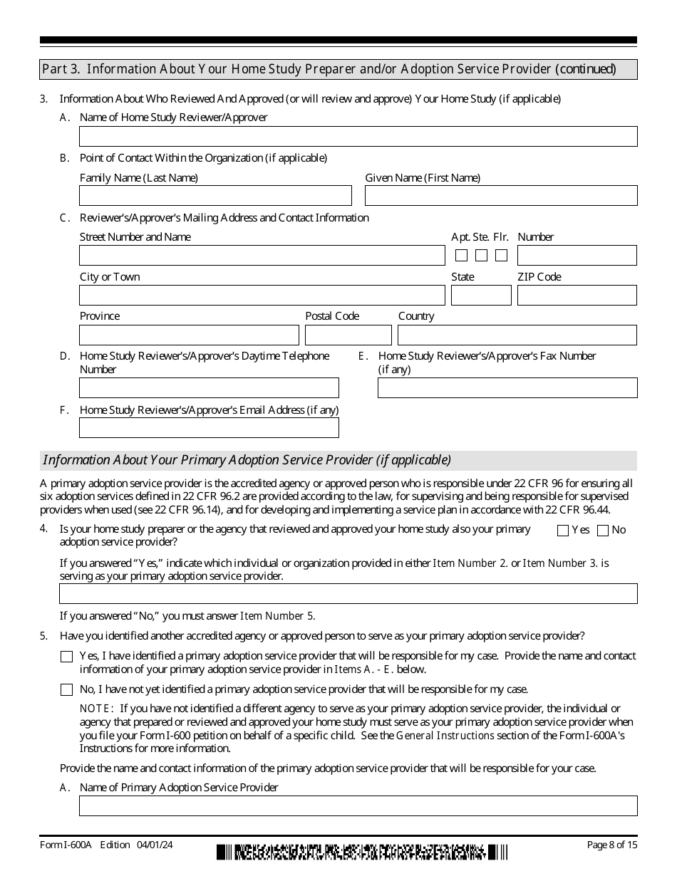 USCIS Form I-600A Application for Advance Processing of an Orphan Petition, Page 8