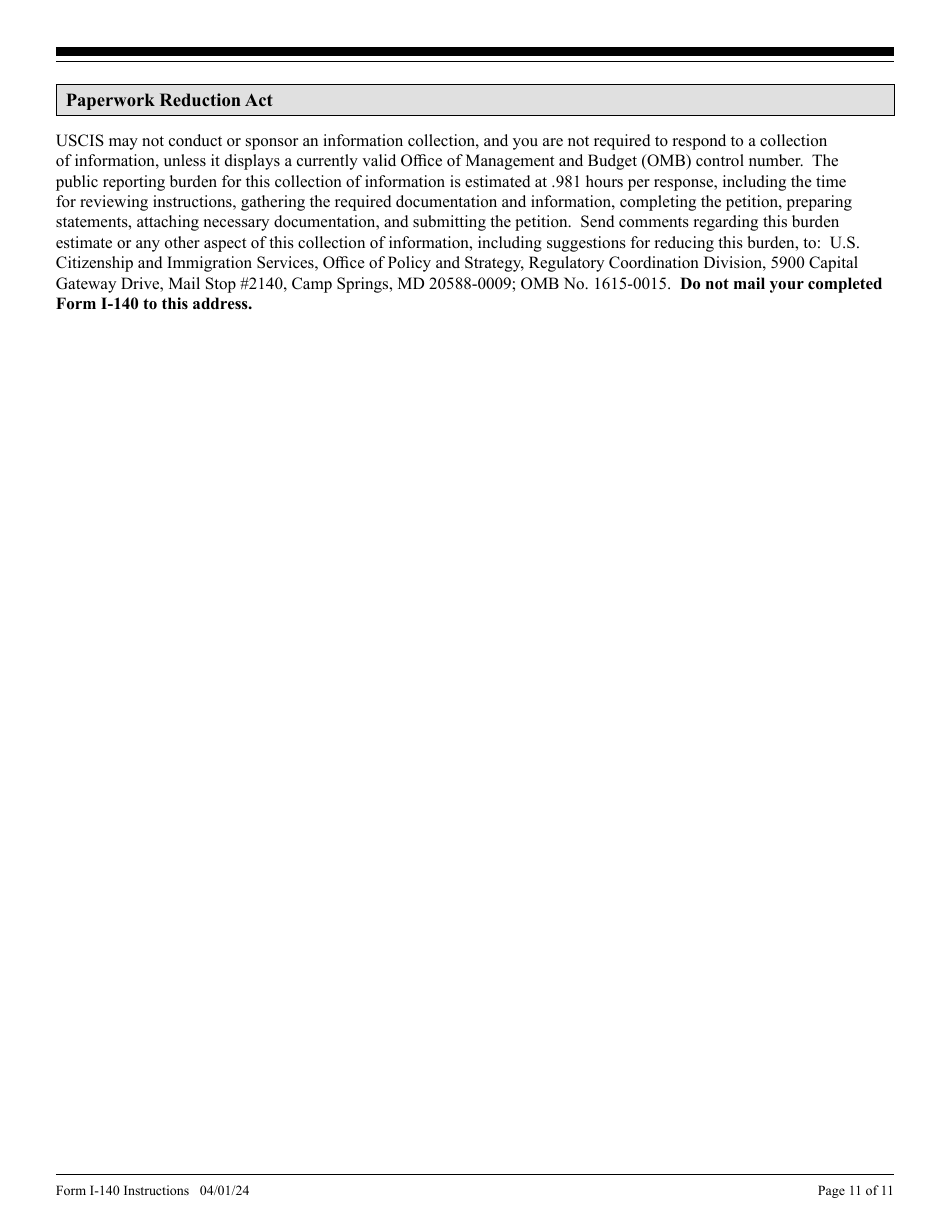 Instructions for USCIS Form I-140 Immigrant Petition for Alien Workers, Page 11