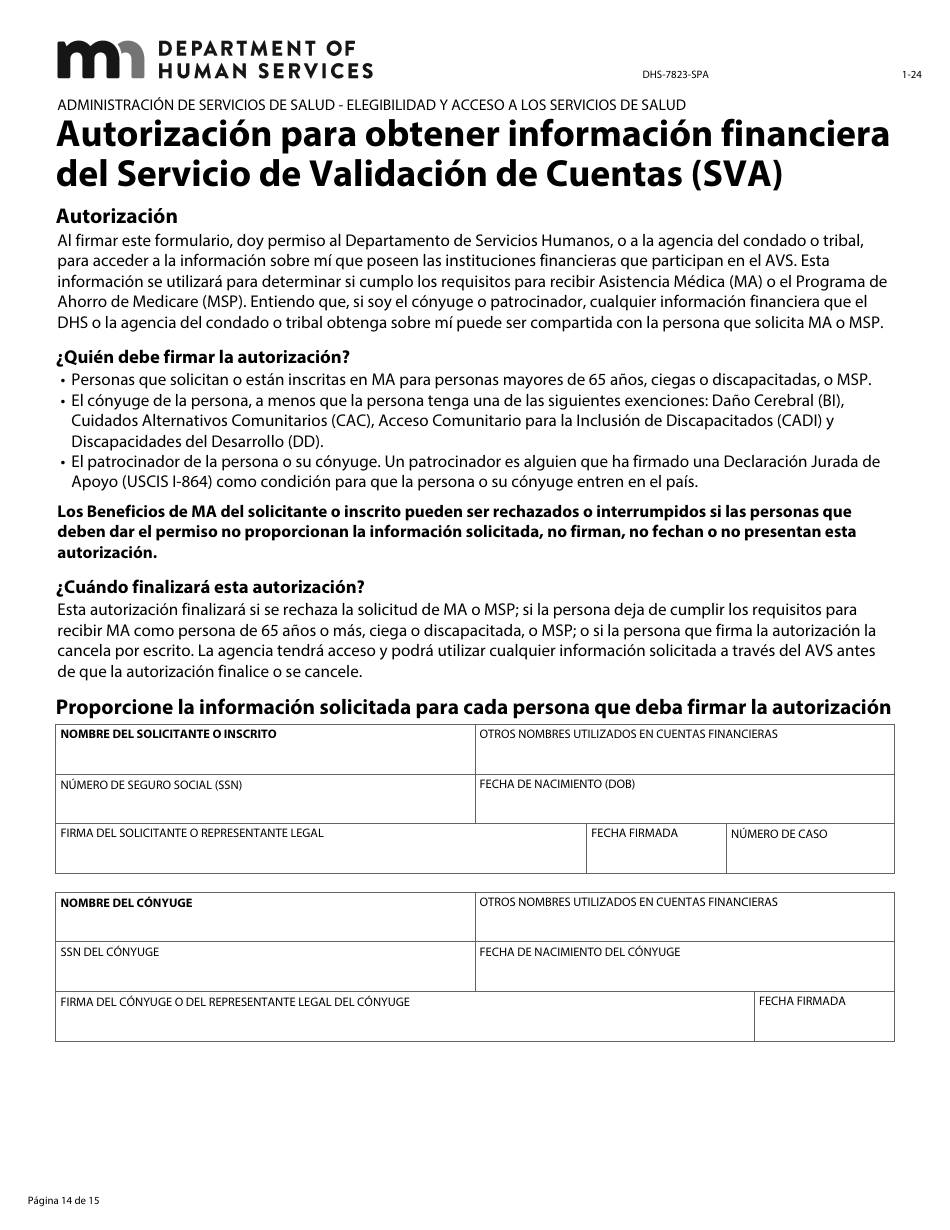 Formulario DHS-3418-SPA Renovacion De Los Programas De Cuidado De Salud De Minnesota - Minnesota (Spanish), Page 15