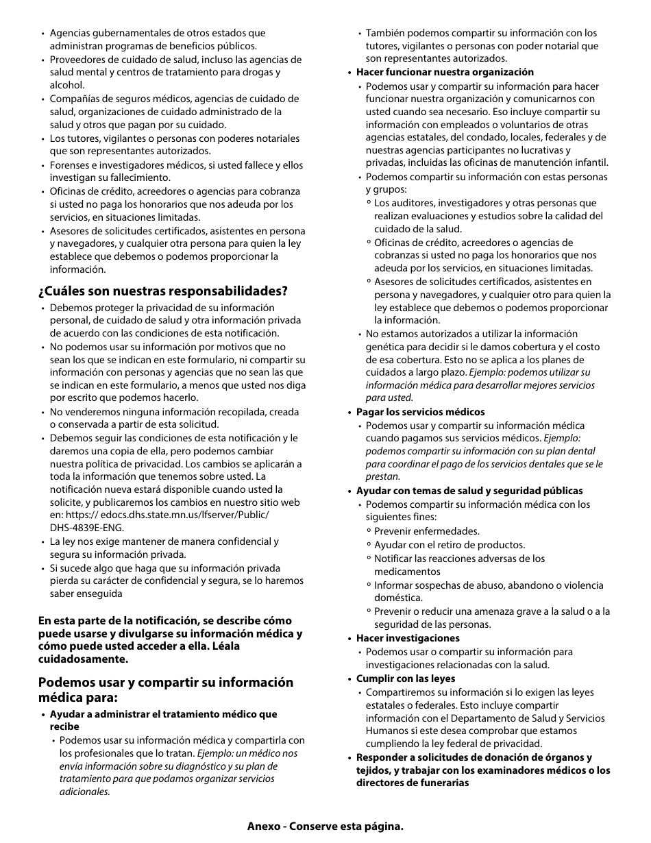 Formulario DHS-3418-SPA Renovacion De Los Programas De Cuidado De Salud De Minnesota - Minnesota (Spanish), Page 18
