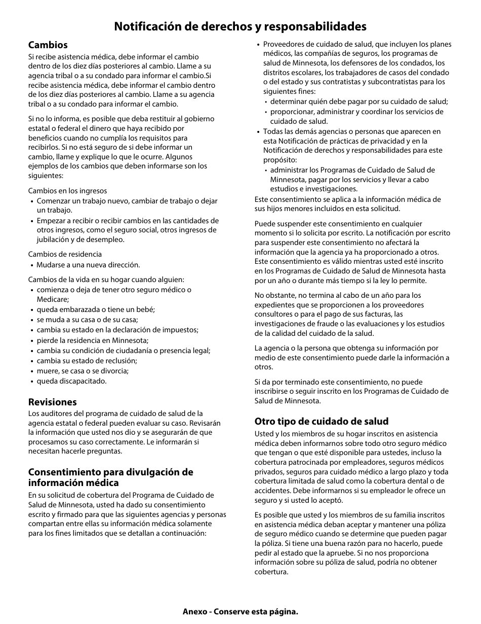 Formulario DHS-3418-SPA Renovacion De Los Programas De Cuidado De Salud De Minnesota - Minnesota (Spanish), Page 21
