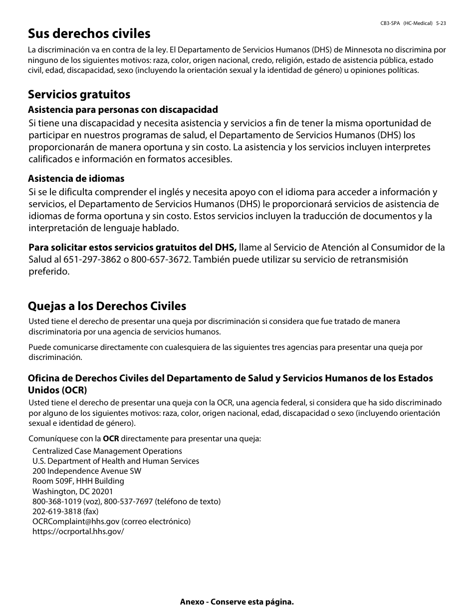 Formulario DHS-3418-SPA Renovacion De Los Programas De Cuidado De Salud De Minnesota - Minnesota (Spanish), Page 24