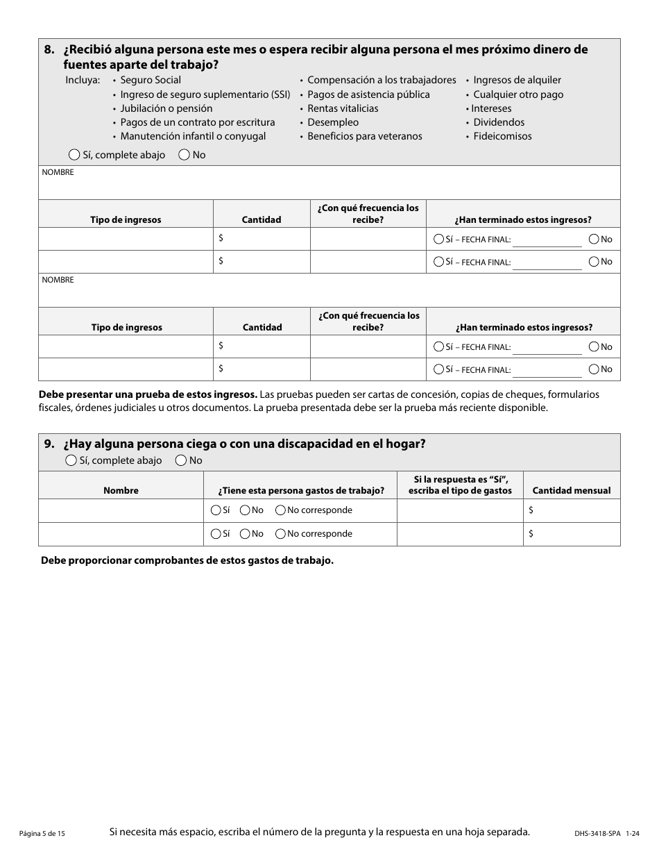 Formulario DHS-3418-SPA Renovacion De Los Programas De Cuidado De Salud De Minnesota - Minnesota (Spanish), Page 6