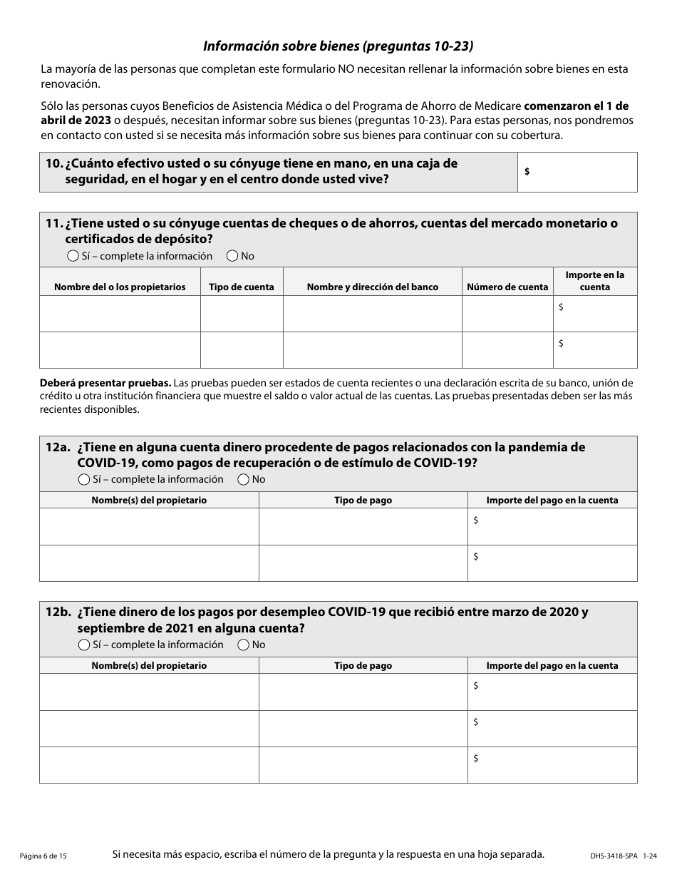 Formulario DHS-3418-SPA Renovacion De Los Programas De Cuidado De Salud De Minnesota - Minnesota (Spanish), Page 7