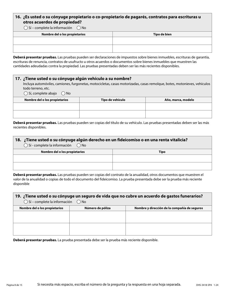Formulario DHS-3418-SPA Renovacion De Los Programas De Cuidado De Salud De Minnesota - Minnesota (Spanish), Page 9