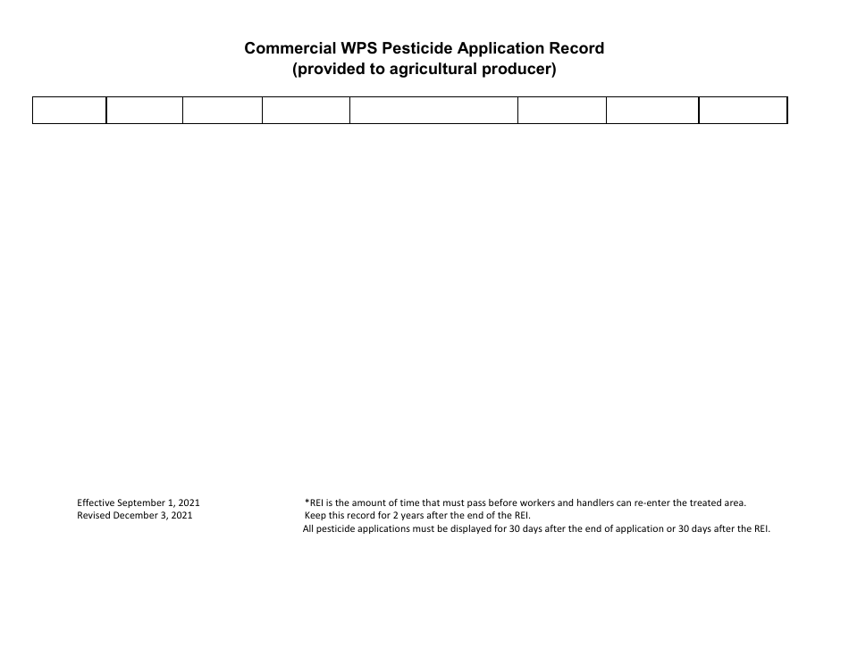 Commercial Wps Pesticide Application Record (Provided to Agricultural Producer) - Utah, Page 2