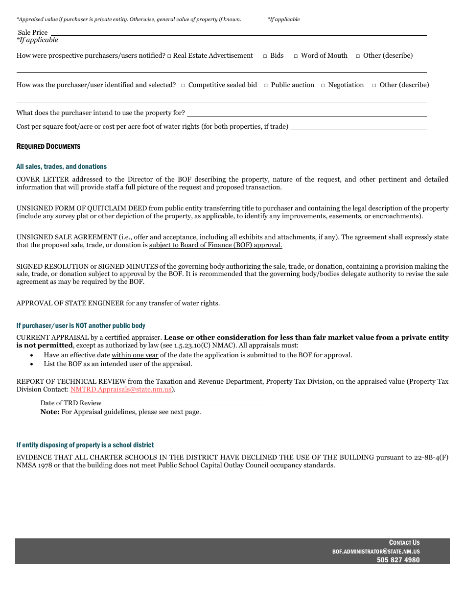 Checklist for Submission on Sales, Trades, and Donations of Real Property - New Mexico, Page 2