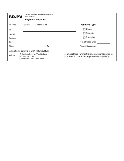 Form BR-PV Net Profit Tax Payment Voucher - City of Columbus, Ohio