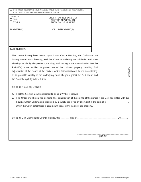 Form CLK/CT.136  Printable Pdf