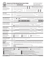 Form ERM-1 Idaho Voter Registration Form - Idaho