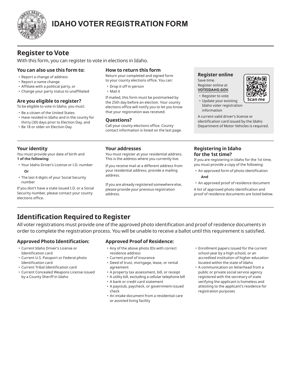 Form ERM-1 Idaho Voter Registration Form - Idaho, Page 3