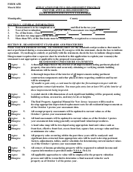 Form AFR Application for Full Reassessment Program (Not for Annual Reassessments) - New Jersey
