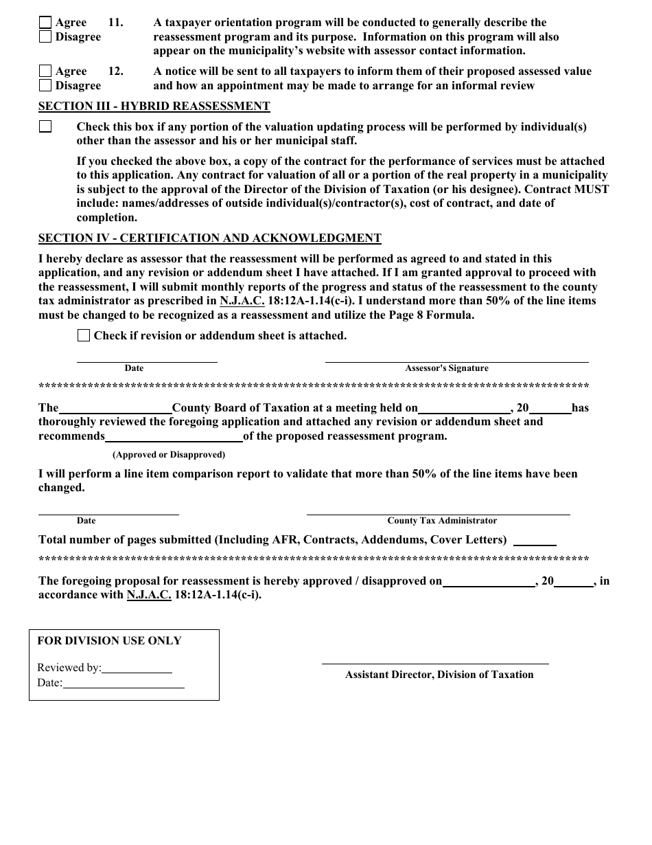 Form AFR Application for Full Reassessment Program (Not for Annual Reassessments) - New Jersey, Page 2