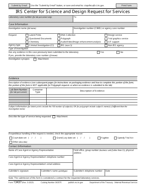 IRS Form 13437 IRS Center for Science and Design Request for Services