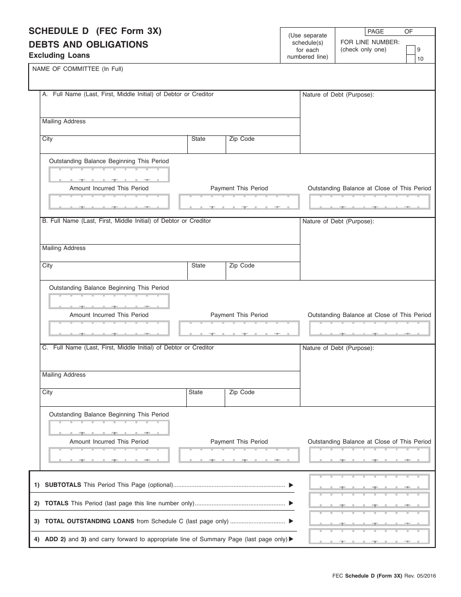 FEC Form 3X Report of Receipts and Disbursements, Page 10