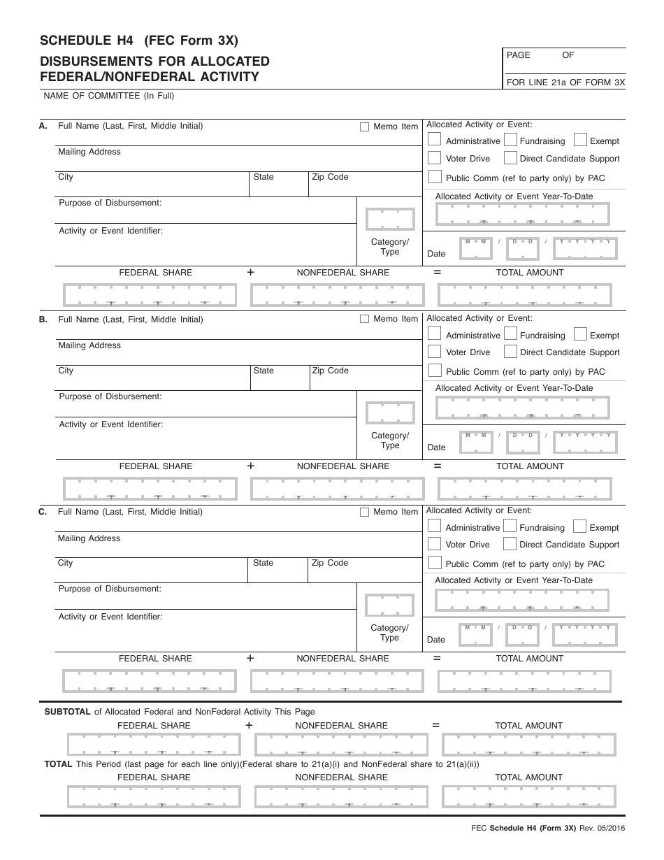 FEC Form 3X Report of Receipts and Disbursements, Page 16