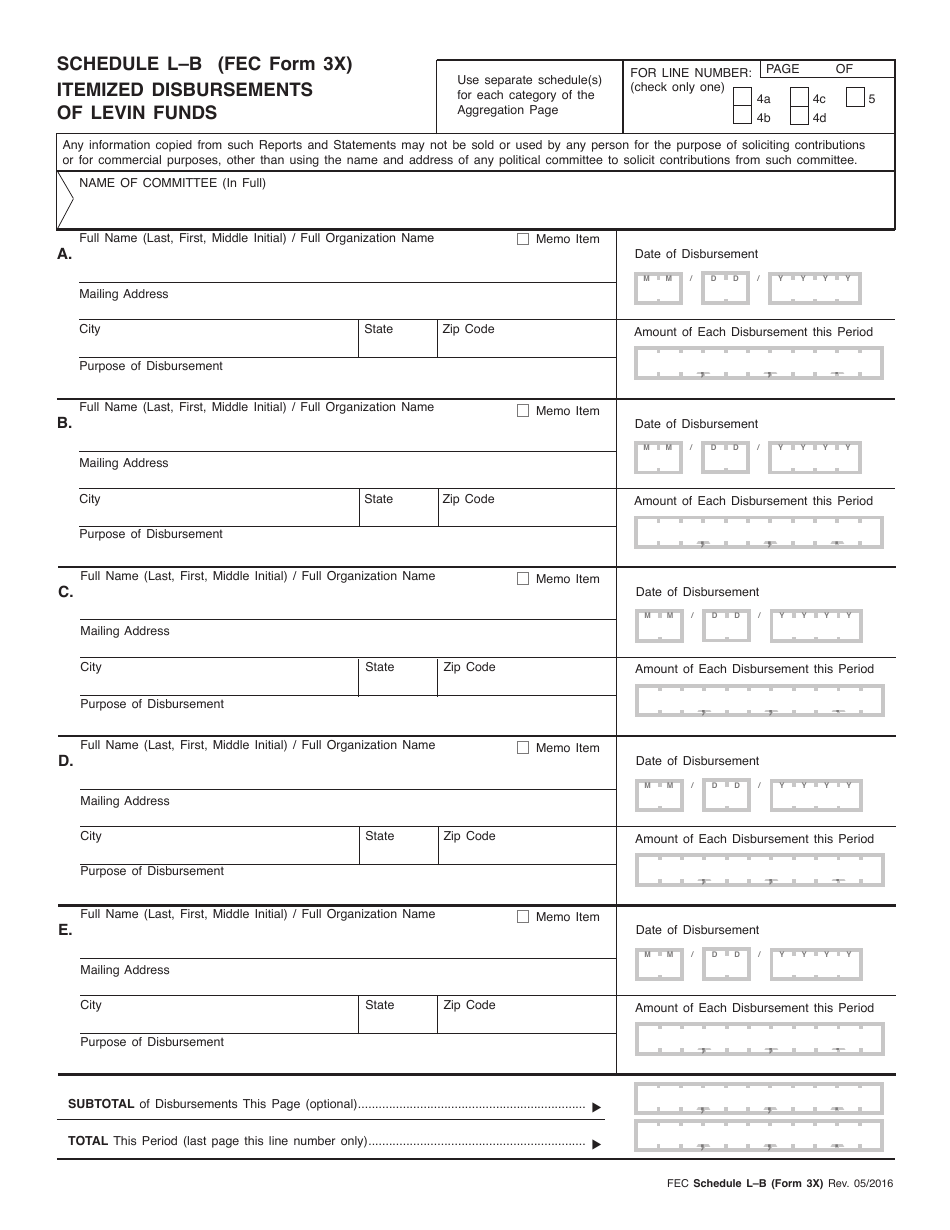 FEC Form 3X Report of Receipts and Disbursements, Page 21