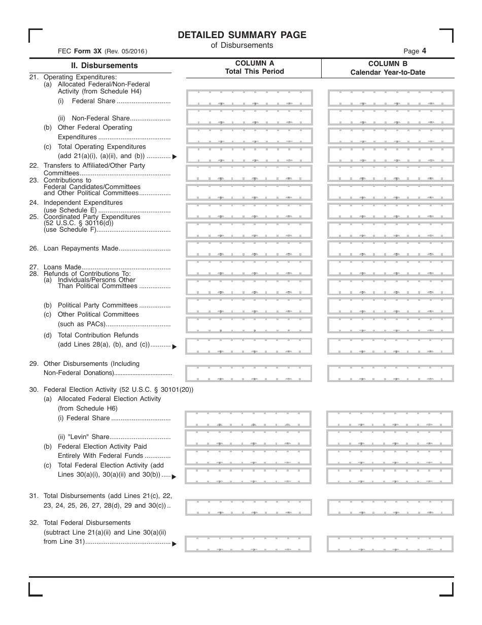 FEC Form 3X Report of Receipts and Disbursements, Page 4