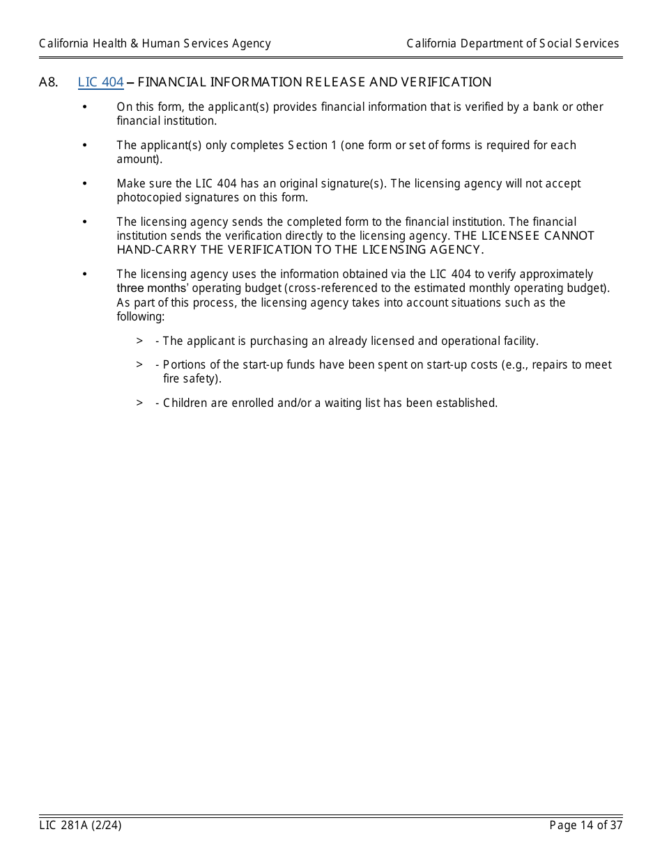 Form LIC281A Application Booklet for Child Care Centers - California, Page 14