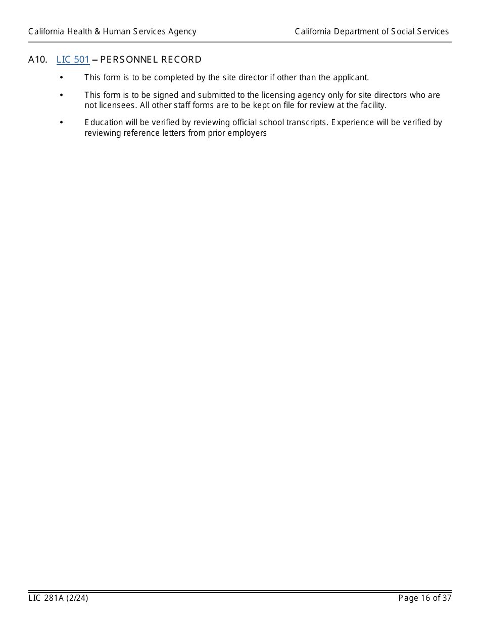 Form LIC281A Application Booklet for Child Care Centers - California, Page 16