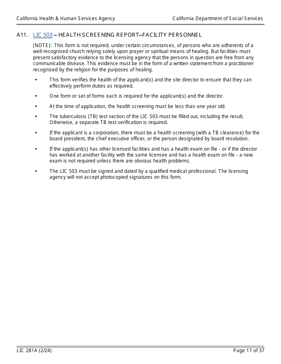 Form LIC281A Application Booklet for Child Care Centers - California, Page 17