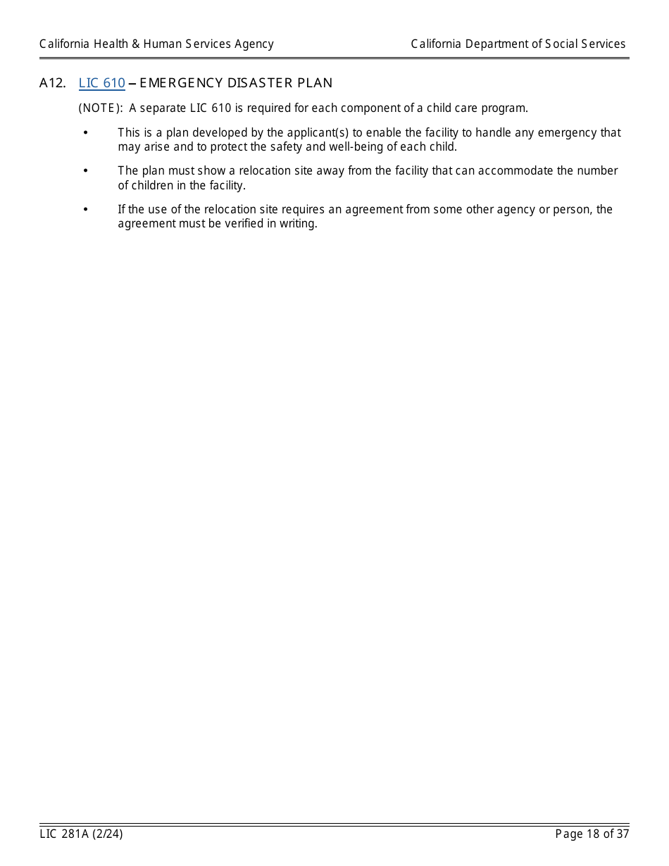 Form LIC281A Application Booklet for Child Care Centers - California, Page 18